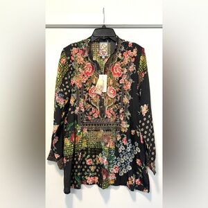 Brand new with tag Johnny Was black embroidered floral tunic size S